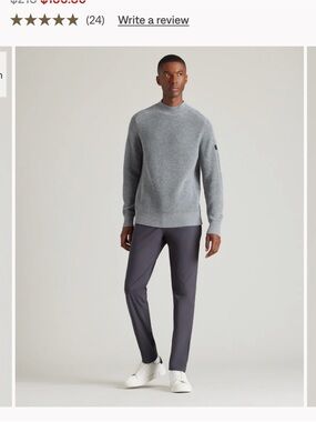 Rhône Men's Cashmere Blend Mockneck Sweater- Khaki